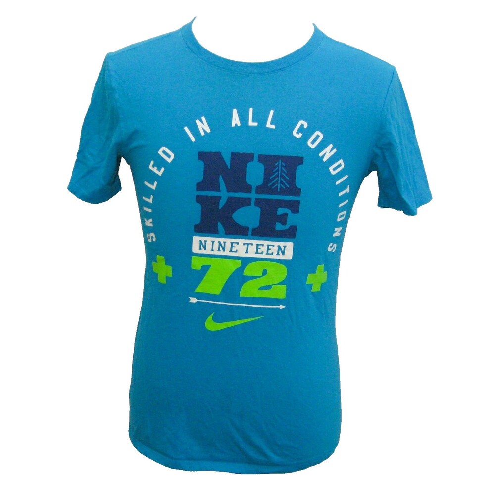 Nike Graphic Logo T-Shirt Mens Small Blue Short Sleeve Athletic Fit 100% Cotton